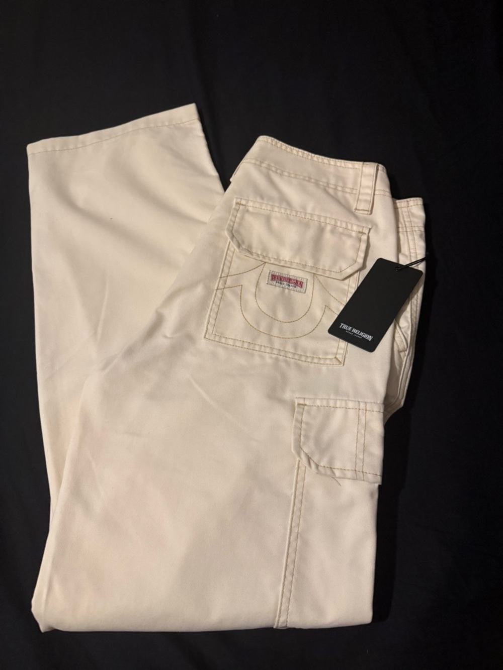 True Religion Off-White Straight Leg Pants